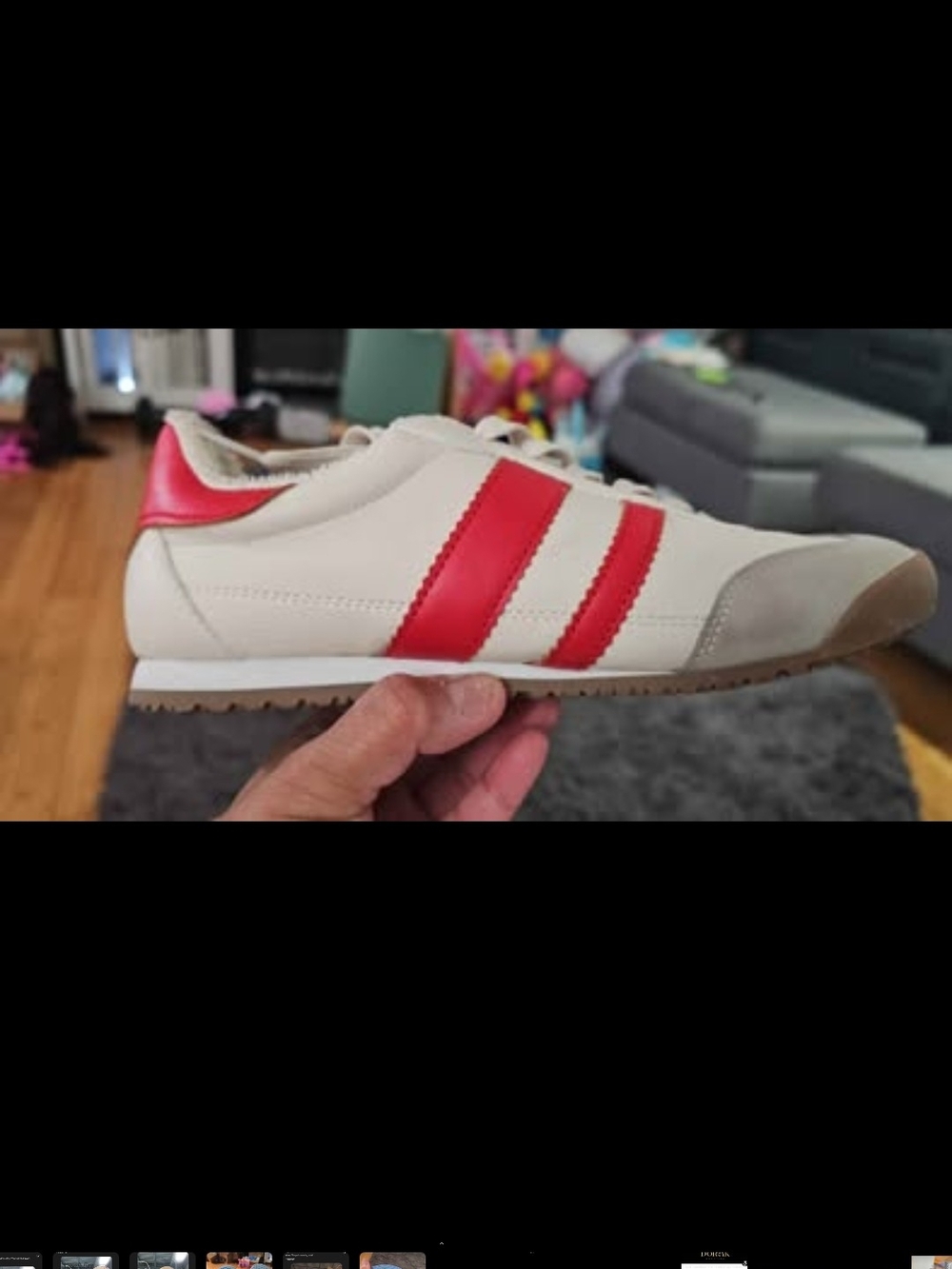 Dolce Vita Cream Sneakers with Red Stripes